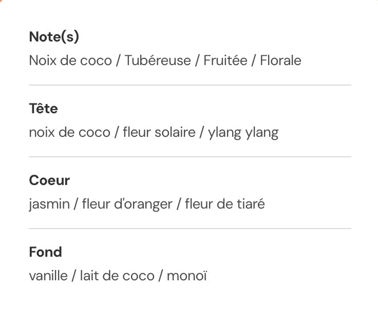 Fondant parfumée : Monoï coco